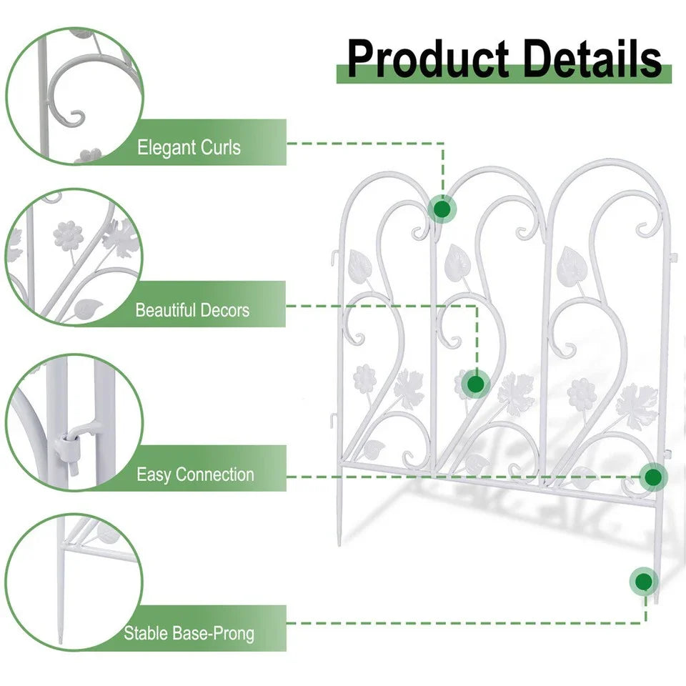 5PCS Decorative Garden Fence Folding Patio Fences Rustproof 59.5x62cm Landscape