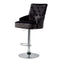 Luxury Black Velvet Swivel Bar Stool With Lion Knocker & Cross Stitch High Back