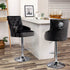 Luxury Black Velvet Swivel Bar Stool With Lion Knocker & Cross Stitch High Back
