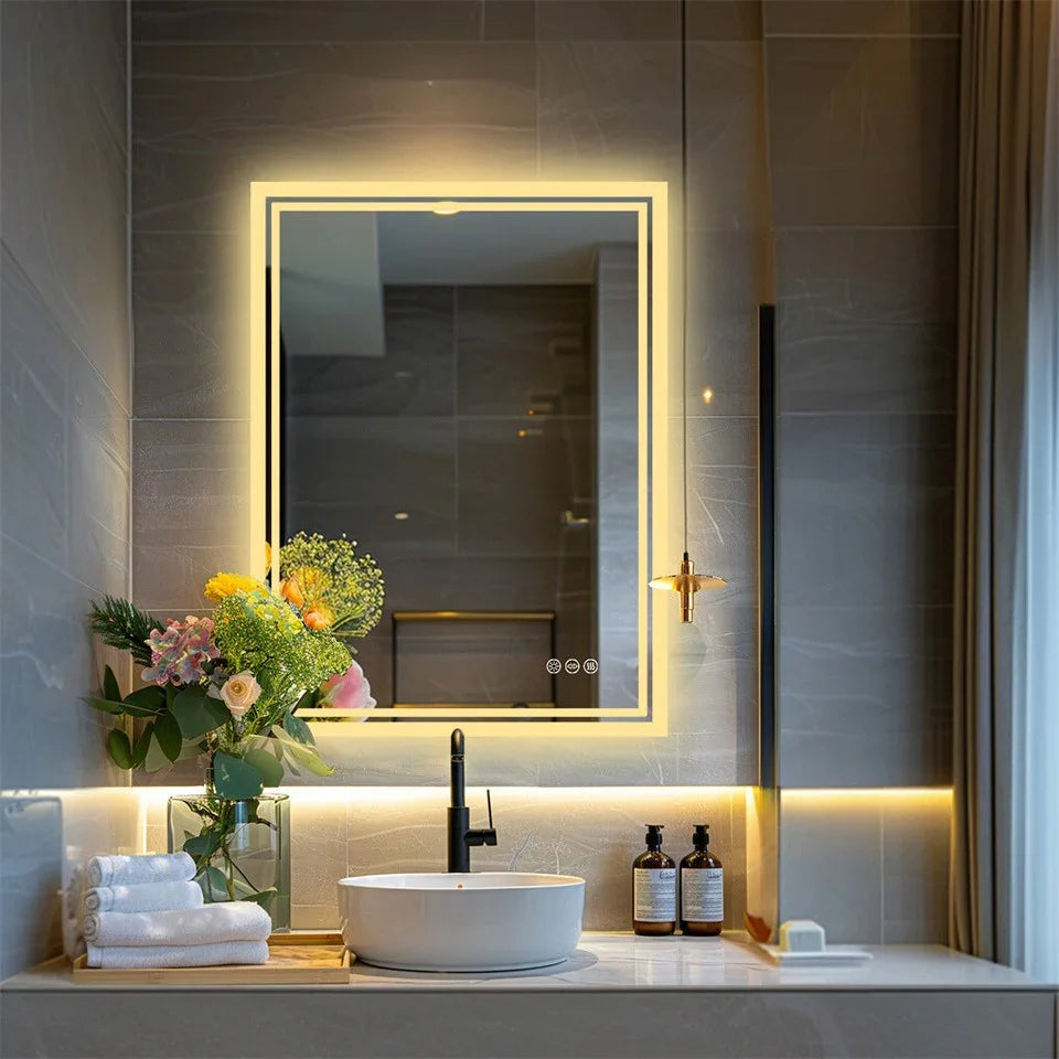 LED Anti-Fog Wall-Mounted Bathroom Mirror