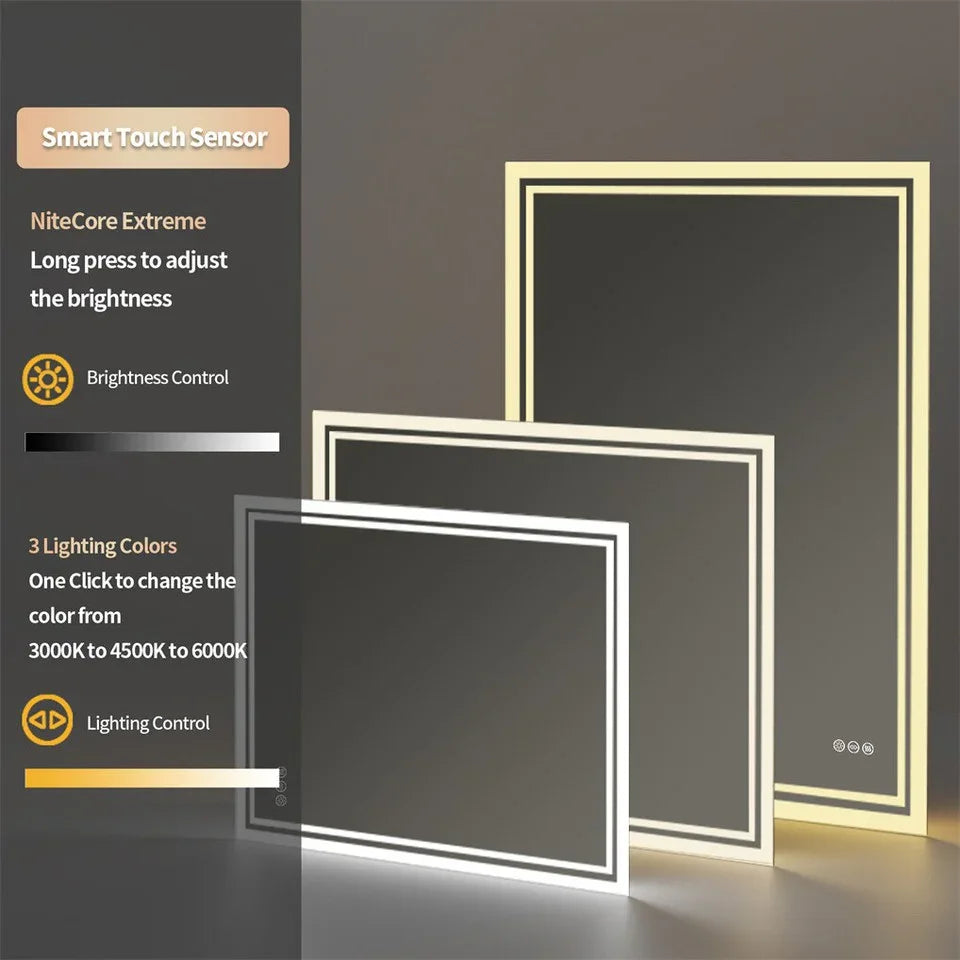 LED Anti-Fog Wall-Mounted Bathroom Mirror