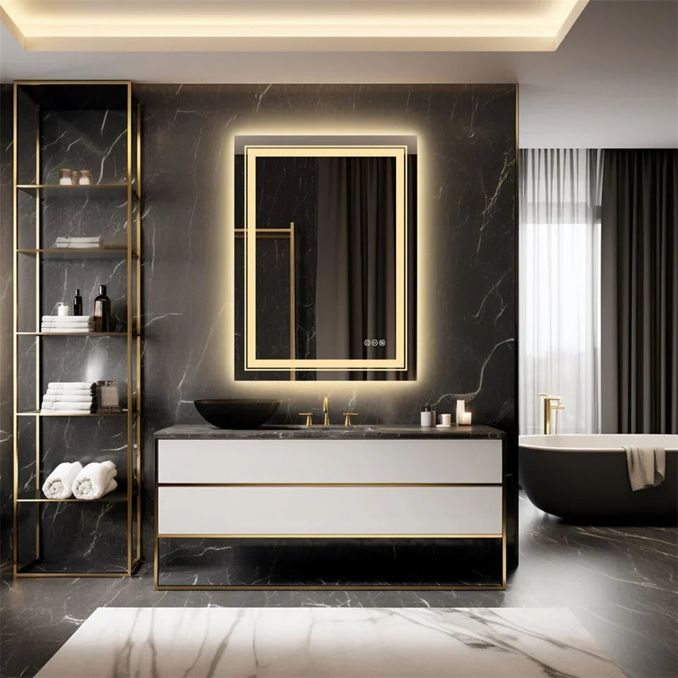 900*700MM Dimmable LED Bathroom Mirror Antifog Wall Mounted Vanity Makeup Mirror