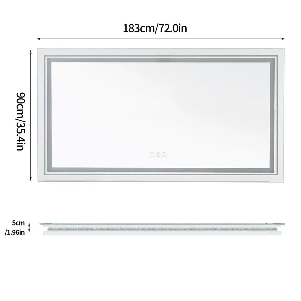 1.83M Oversize Dual Light Bathroom Mirror Super Anti-Fog Makeup Dressing Mirror