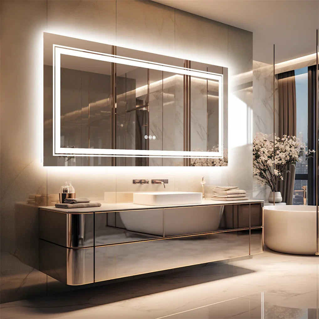 Fin 1200X800Mm Led Front Backlit Bathroom Mirror Fogless Anti-Aging Premium Hd Glass