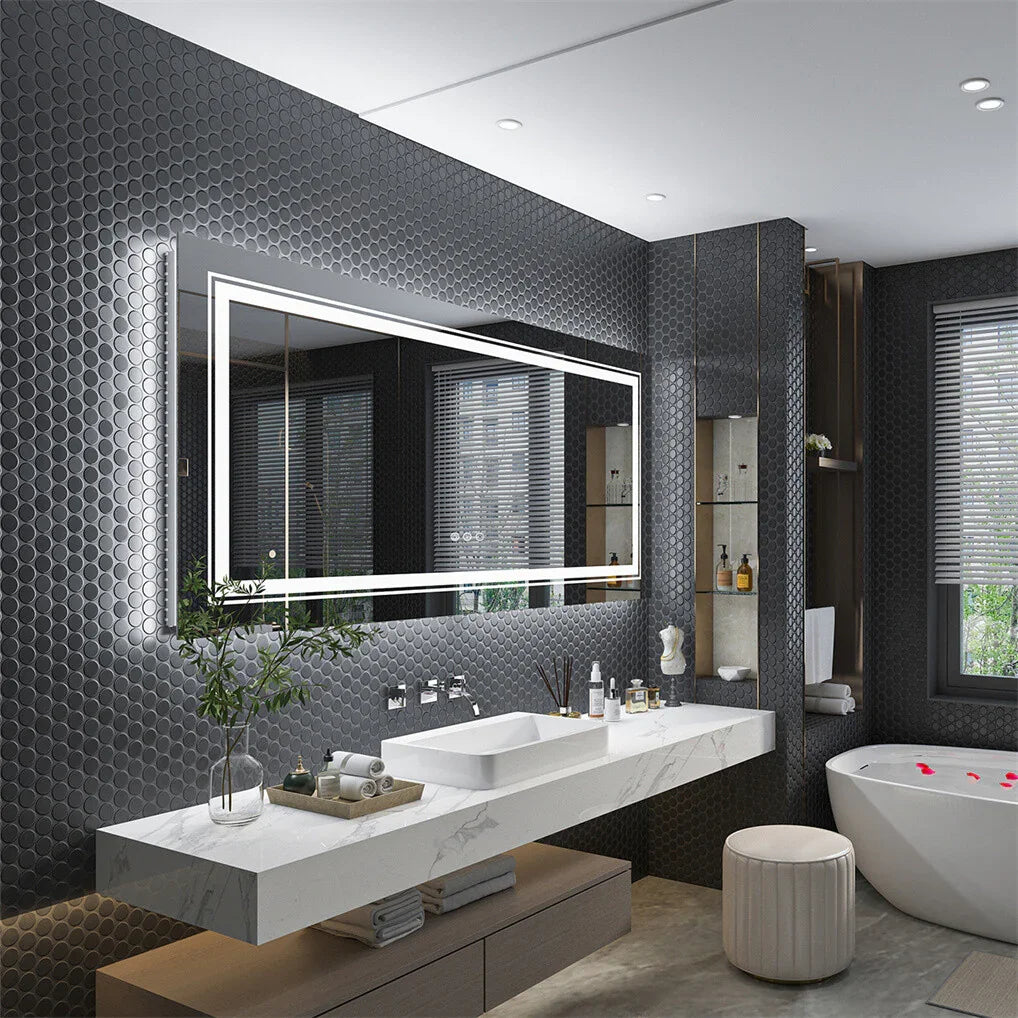 Fin 1200X800Mm Led Front Backlit Bathroom Mirror Fogless Anti-Aging Premium Hd Glass