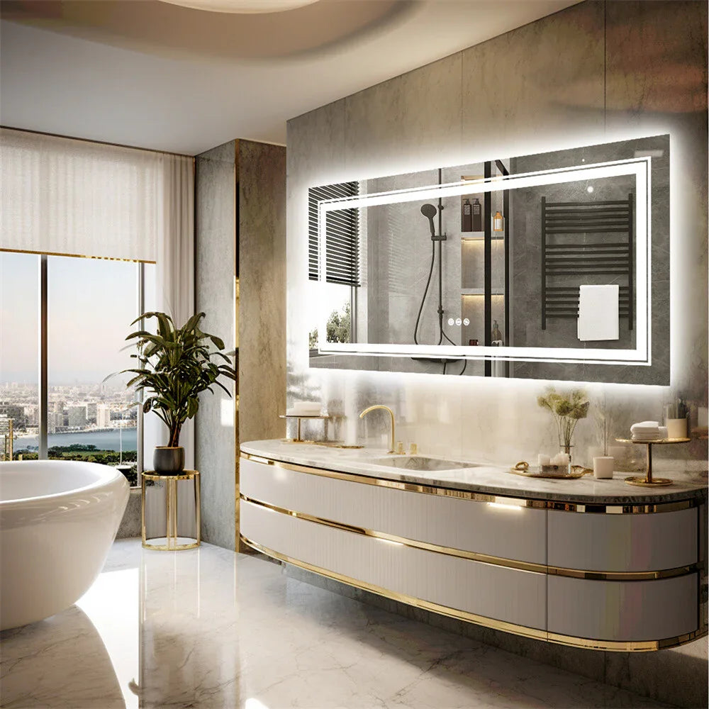 Fin 1200X800Mm Led Front Backlit Bathroom Mirror Fogless Anti-Aging Premium Hd Glass