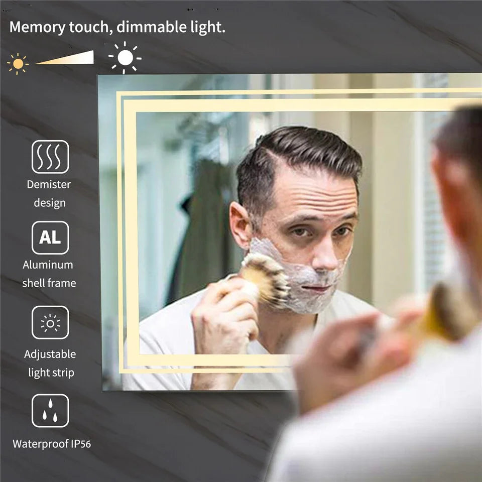 Anti-Fog LED Bathroom Mirror with 2-Way Mount 1000*600mm/Double LED