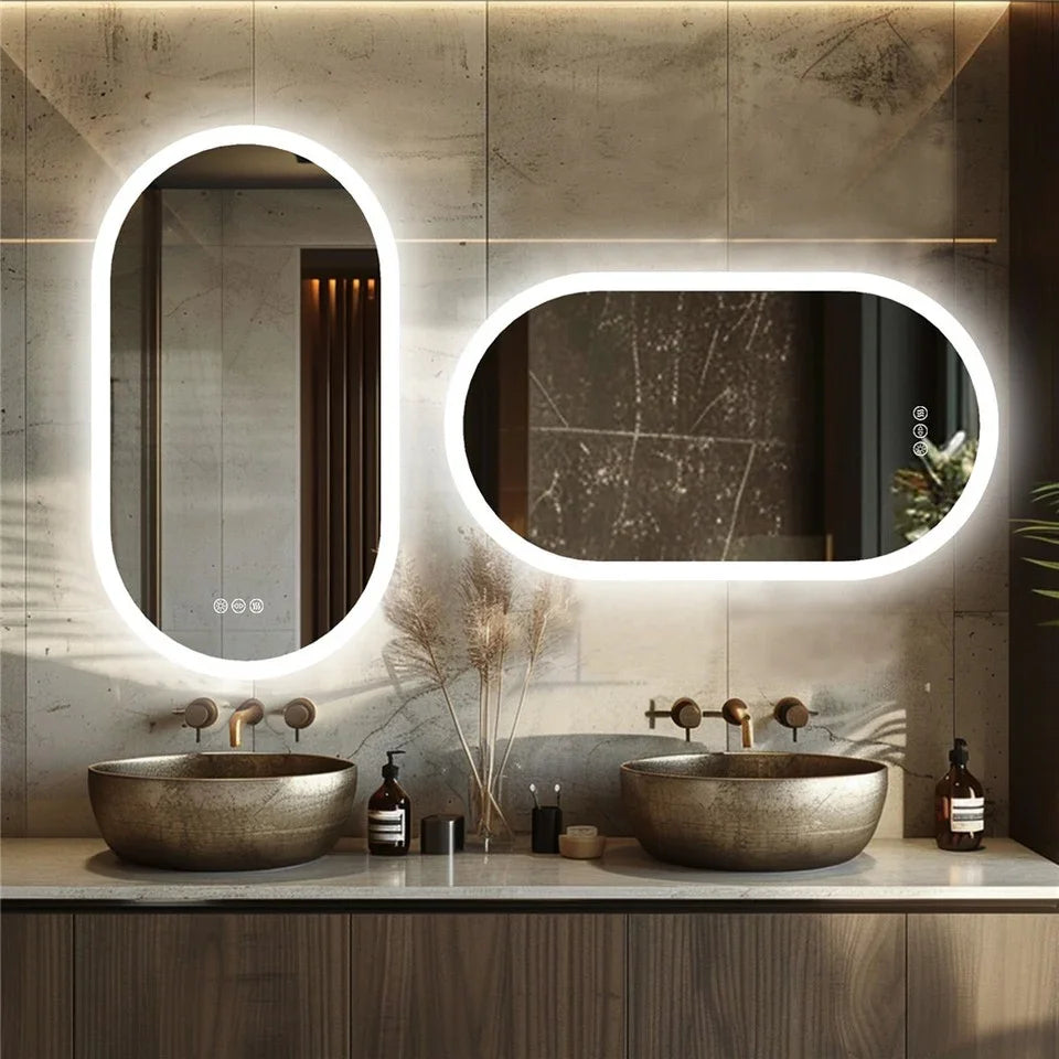 Premium Oval LED Anti-Fog Bathroom Mirror(80x50cm)
