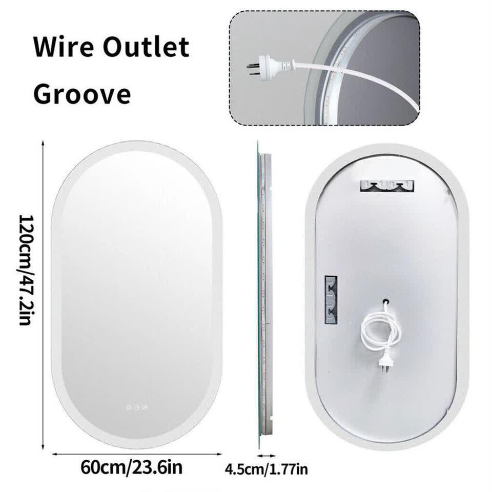 Premium Oval LED Anti-Fog Bathroom Mirror(120x60cm)