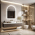 Arch Dimmable Led Bathroom Vanity Mirror w Antifog Temperature Date Time Display