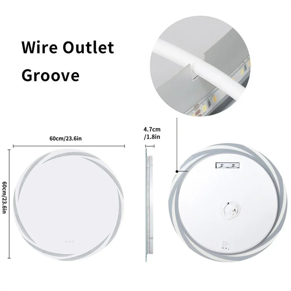 Round LED Anti-Fog Backlit Bathroom Mirror(60x60cm)