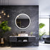 Round 700mm LED Bathroom Mirror with Leather Strap - Anti-Fog Dimmable Backlit Vanity Mirror - Wall Hanging Lighted Mirror