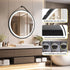 Round 700mm LED Bathroom Mirror with Leather Strap - Anti-Fog Dimmable Backlit Vanity Mirror - Wall Hanging Lighted Mirror