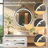 Round 700mm LED Bathroom Mirror with Leather Strap - Anti-Fog Dimmable Backlit Vanity Mirror - Wall Hanging Lighted Mirror