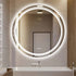 Silver Mirror With White Frame Round LED Bathroom Mirror