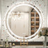 Silver Mirror With White Frame Round LED Bathroom Mirror
