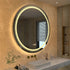 Silver Mirror With White Frame Round LED Bathroom Mirror