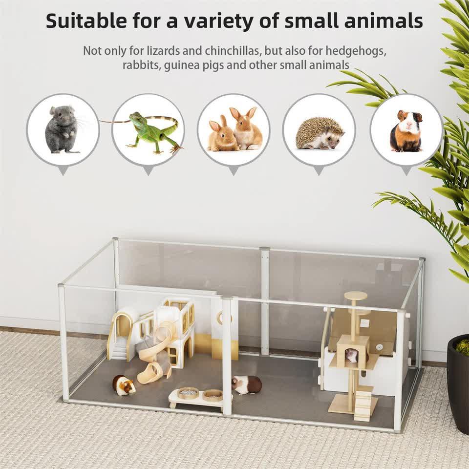 Acrylic Pet Playpen with Clear Panels & Aluminium Frame – 6‑Panel Modular Design