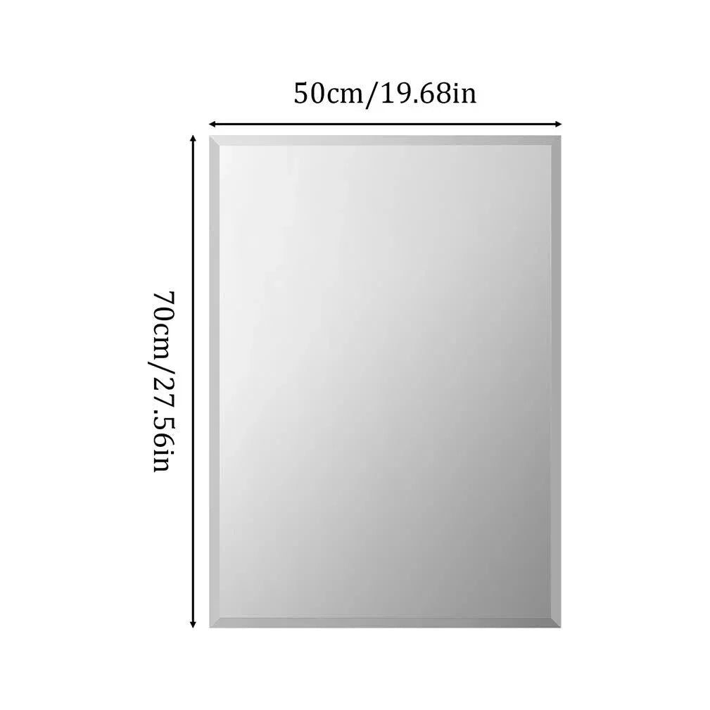 Silver Rectangular Wall Mirror 50x70cm Frameless Beveled Edge Glass for Modern Rooms