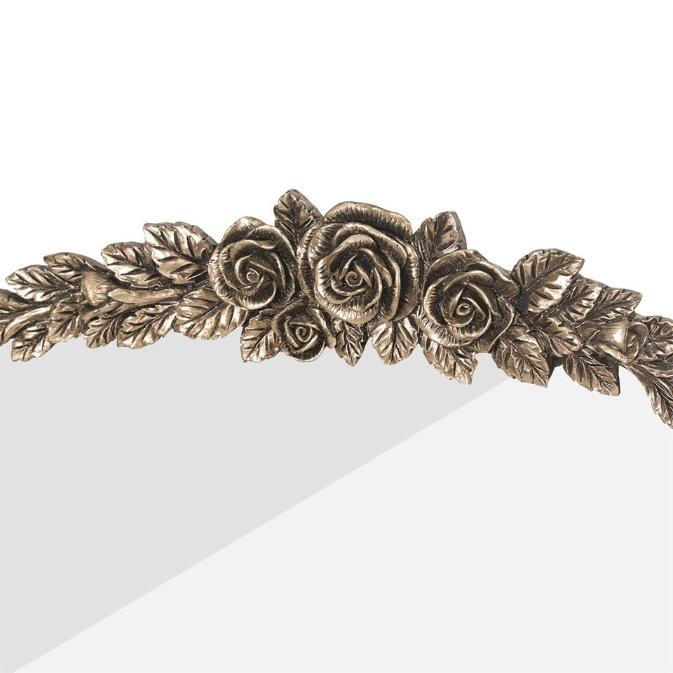 Elegant Rose - Designed Baroque Brass Arched Mirror Size Large