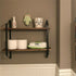 2 Layer Wood Wall Shelves Home Decor Floating Shelf Metal Hanging Storage Rack