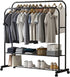 Heavy Thicken Metal Double Clothes Rail Sturdy Open Hanging Shelf Storage Rack