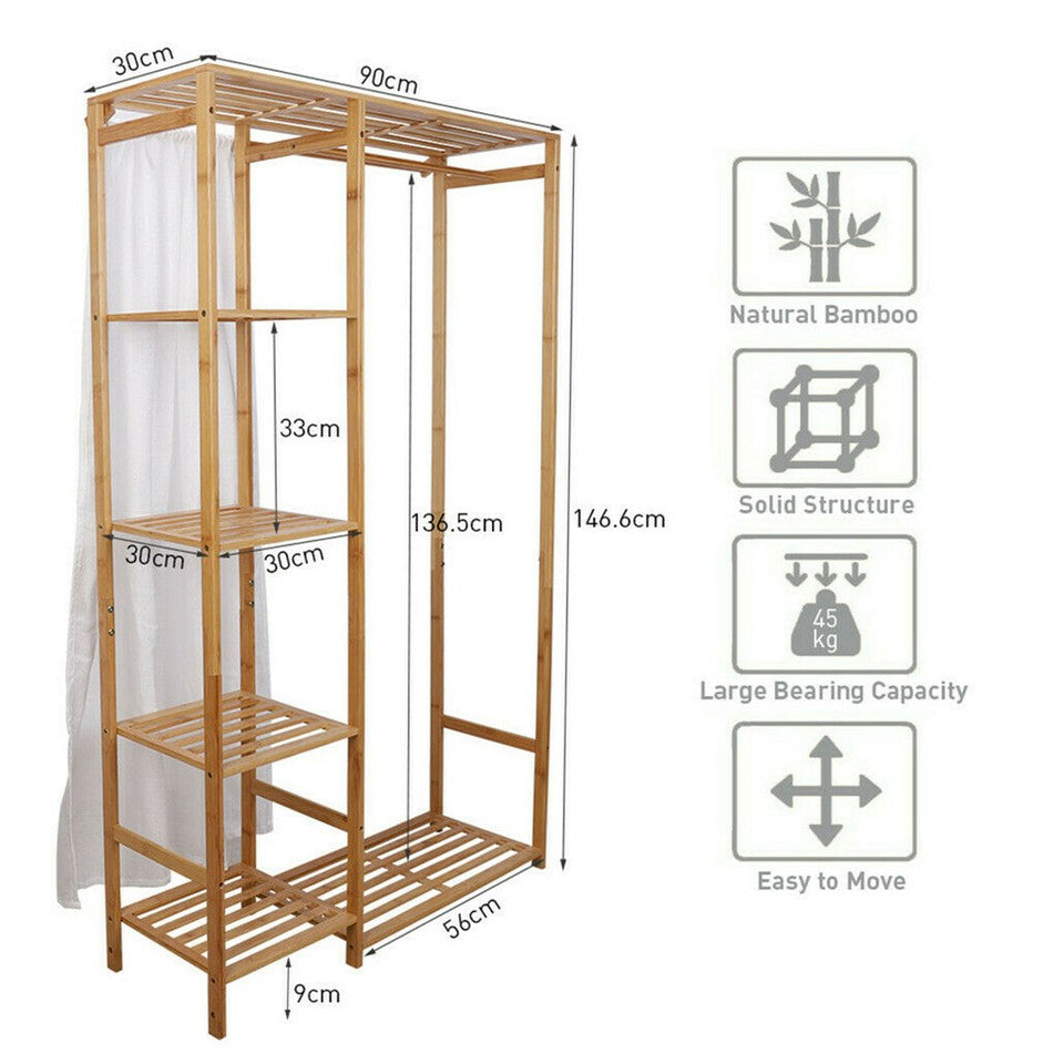 Open Wardrobe Clothes Rail Rack Hanging Garment Heavy Duty Organizer Coat Shelf