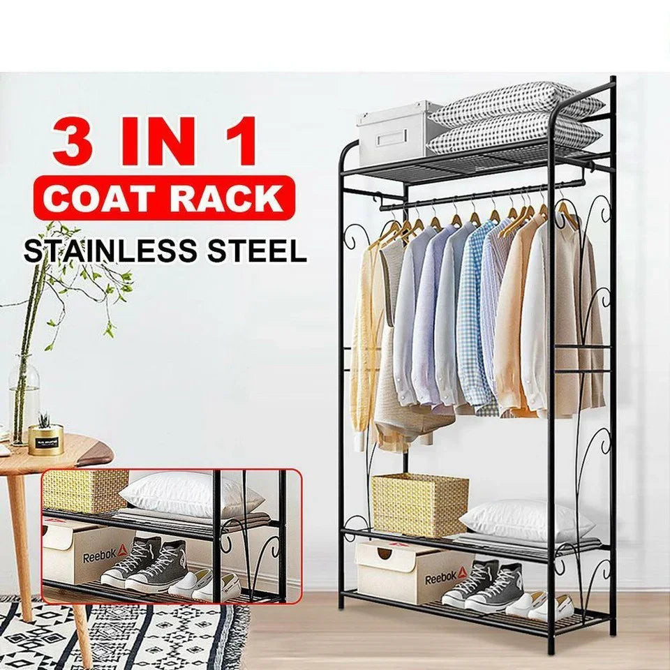 Extra Large Metal Clothes Rail Storage Dress Hanging Garment Rack Portable Stand
