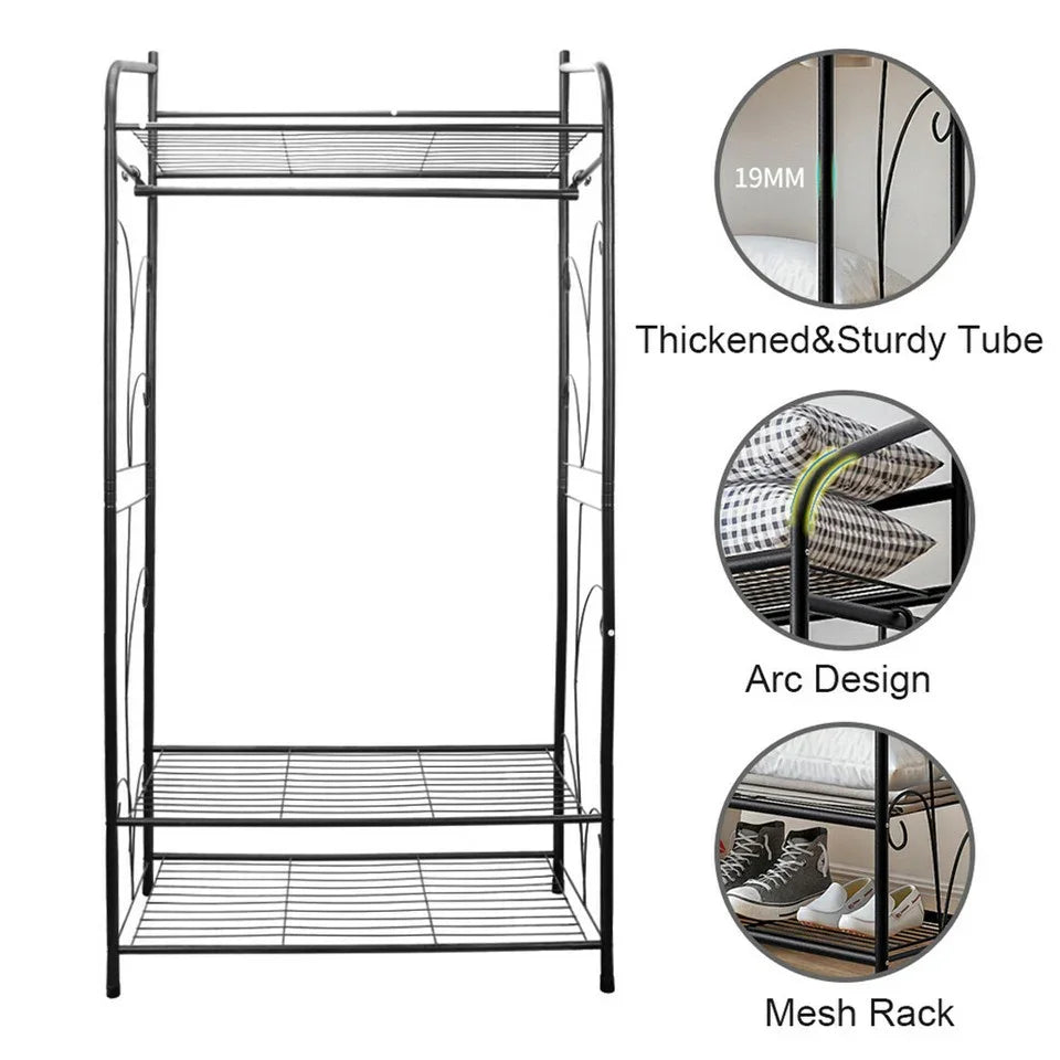 Extra Large Metal Clothes Rail Storage Dress Hanging Garment Rack Portable Stand