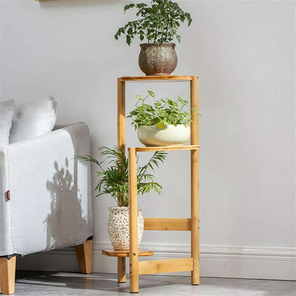 3-Tier Brown Bamboo Plant Stand Bonsai Holder