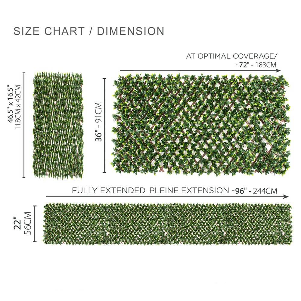 Jasmine Artificial Hedge Extendable Trellis / Screen 2 Meter By 1 Meter UV Resistant PVC