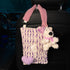 Cute Purple Bear Car Tissue Holder - Woven Design