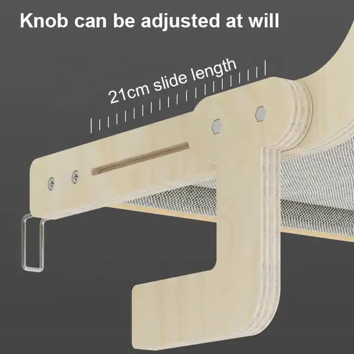 Wall-Mounted Cat Hammock Bed  Wooden Frame, Comfortable and Space-Saving Design for Pets