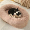 Fluffy Donut-Shaped Pet Bed- Soft, Cozy, and Anti-Anxiety for Dogs and Cats, Machine Washable  Beige Brown  Size:S 60*50*18cm