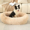 Fluffy Donut-Shaped Pet Bed- Soft, Cozy, and Anti-Anxiety for Dogs and Cats, Machine Washable  Light Brown  Size:S 60*50*18cm