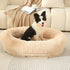 Fluffy Donut-Shaped Pet Bed- Soft, Cozy, and Anti-Anxiety for Dogs and Cats, Machine Washable  Light Brown  Size:S 60*50*18cm