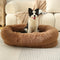 Fluffy Donut-Shaped Pet Bed- Soft, Cozy, and Anti-Anxiety for Dogs and Cats, Machine Washable  khaki  Size:S 60*15*18cm