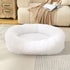 Fluffy Donut-Shaped Pet Bed- Soft, Cozy, and Anti-Anxiety for Dogs and Cats, Machine Washable  White Size:S 60*50*18cm