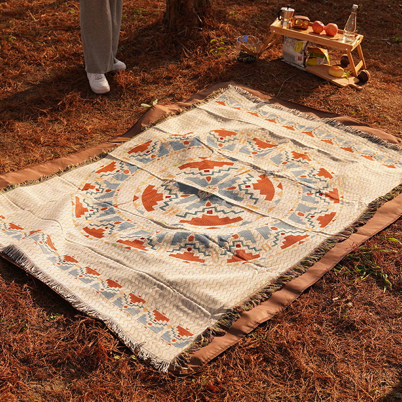 2pcs pack set 180*180cm Bohemian Picnic Blanket, Waterproof Camping Blanket, Outdoor Rug for Camping, Picnic, Beach