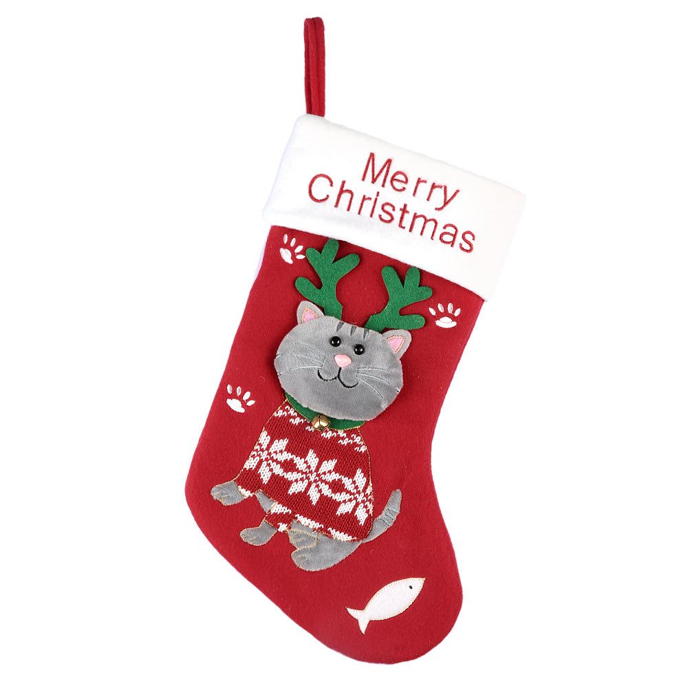 2pcs cute cat christmas stockings cartoon christmas socks gift bag christmas decoration socks christmas tree pendant