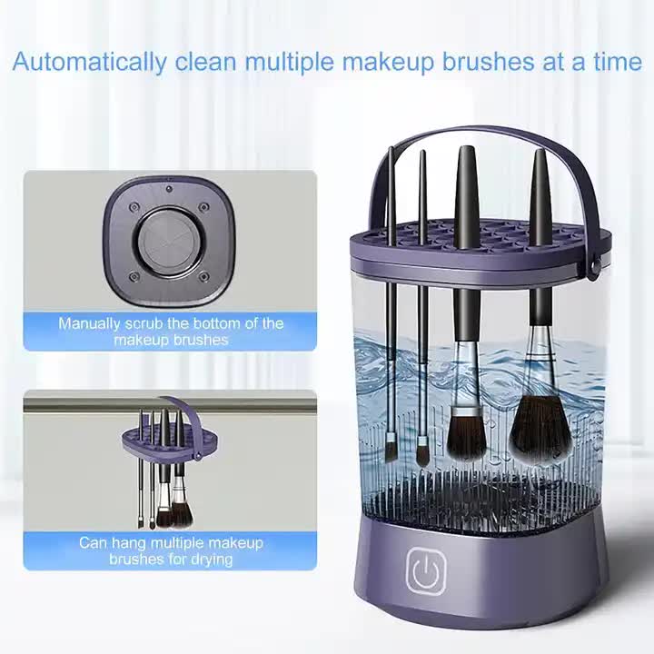 Electric Makeup Brush Cleaner with USB Rechargeable Design - Fast, Convenient Cleaning for All Brush SizesPurple