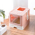 Foldable Cat Litter Box with Pull-Out Tray -Easy Cleaning and Anti-Splash Design  Pink 51*41*38cm