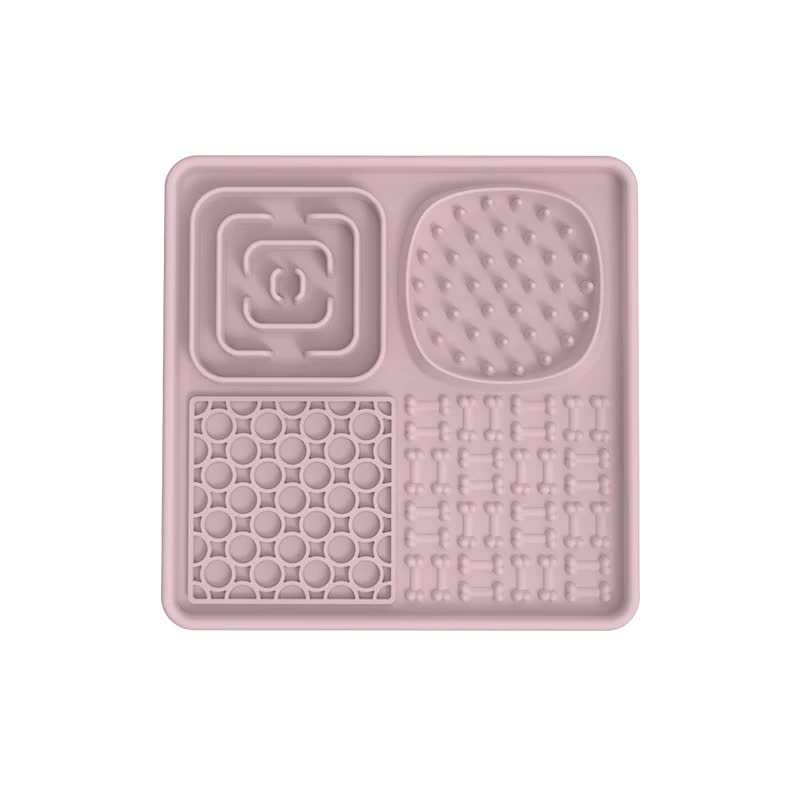 Multi-Functional Slow Feeder Mat for Dogs- Anti-Slip Lick Pad with Multiple Textures Square 2PCS Blue & Pink