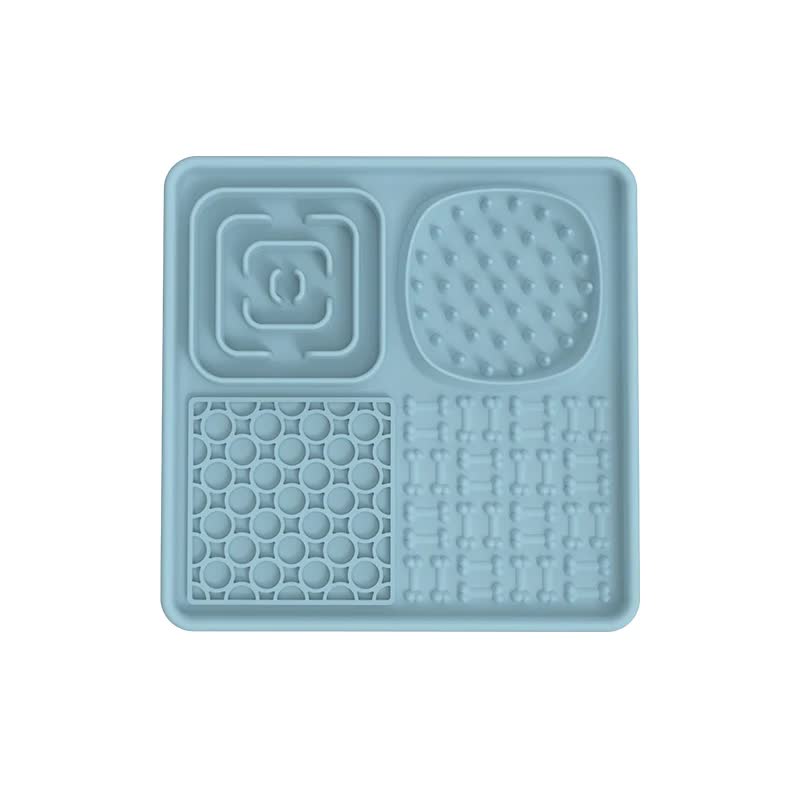 Multi-Functional Slow Feeder Mat for Dogs- Anti-Slip Lick Pad with Multiple Textures Square 2PCS Blue & Pink
