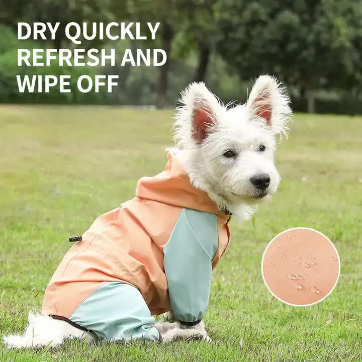 Waterproof Dog Raincoat with Hidden Leash Hole -Windproof and Comfortable for Outdoor Walks, Size:M (Back Length 25cm/9.84in, Bra 38cm/14.96in) Orange