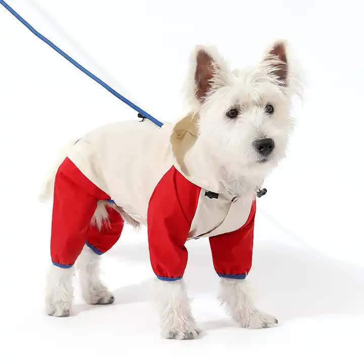 Waterproof Dog Raincoat with Hidden Leash Hole - Windproof and Comfortable for Outdoor Walks, Size:L (Back Length 30cm/11.81in, Bra 44cm/17.32in) White