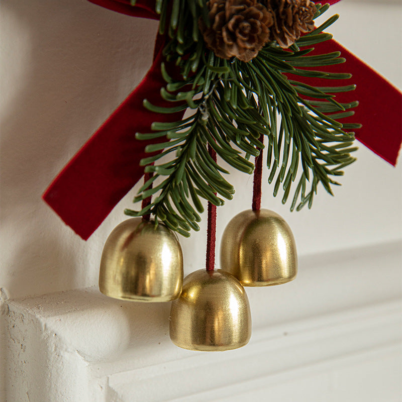 Christmas Door Hanging Ornament with Pinecones, Bells, and Red Ribbon â€“ 16x11cm Festive Decorï¼ˆ2 PCSï¼‰ï¼‰