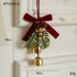 Christmas Hanging Ornament with Pinecones, Bells, and Velvet Bow - 14x10cm Festive Decoration3 PCS