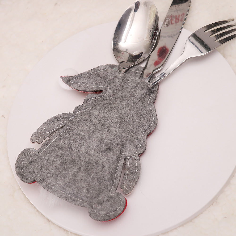 Christmas Gnome Cutlery Holder  Red Striped Hat Silverware Pouch for Festive Table Decor 10 pieces