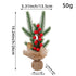 Mini Christmas Pine Tree Decoration - 10.24 Inches Tall with Red Berries and Burlap Base  (4 trees)